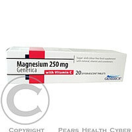 GENERICA Magnesium 250 mg + Vitamin C 1×20 tbl, Magnesium + Vitamin C