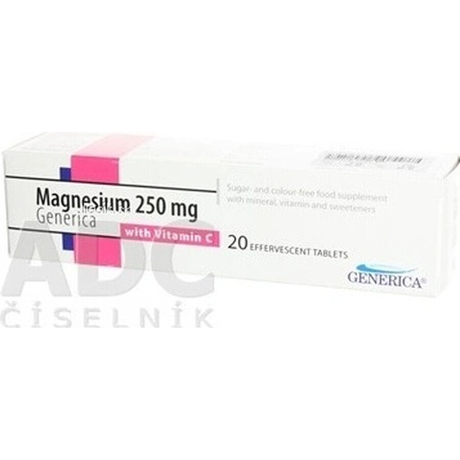 GENERICA Magnesium 250 mg + Vitamin C 1×20 tbl, Magnesium + Vitamin C