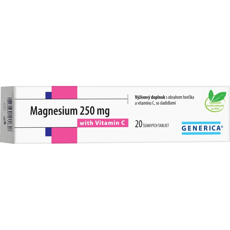 GENERICA Magnesium 250 mg + Vitamin C 1×20 tbl, Magnesium + Vitamin C