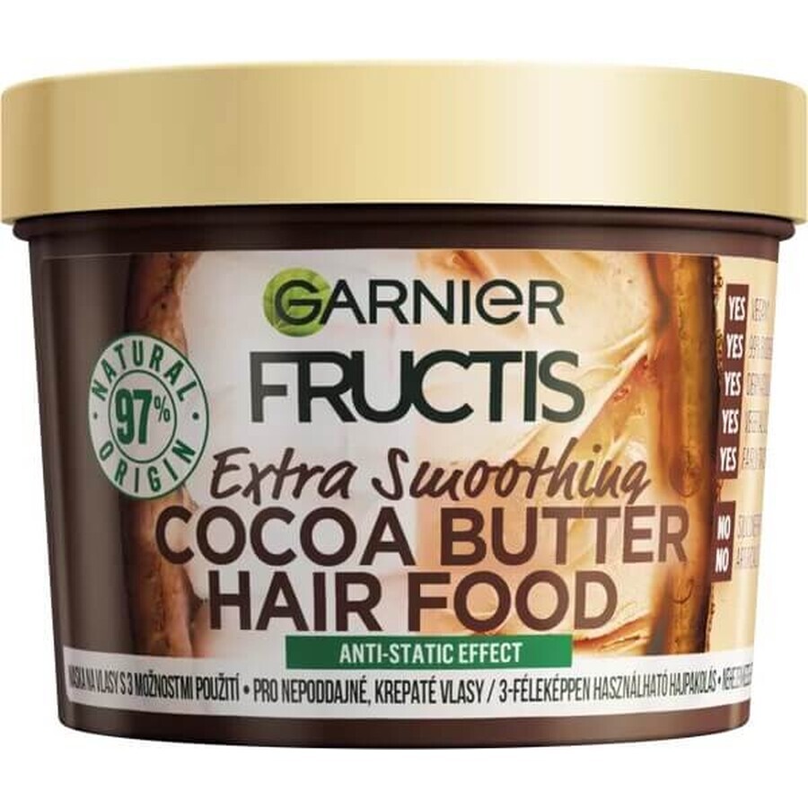 Garnier Fructis Hair Food Masque lissant au beurre de cacao pour les cheveux rebelles et frisés, 400 ml 1×400 ml, masque capillaire