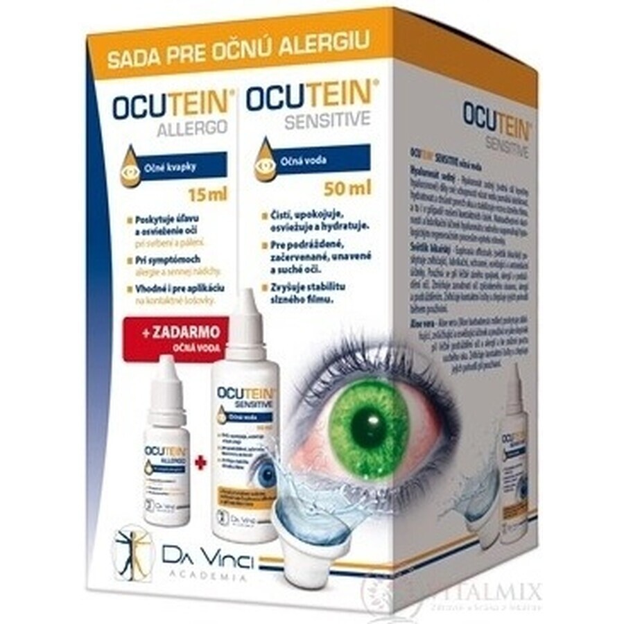 Picături oculare OCUTEIN ALLERGO 15 ml + spălare oculară 50 ml GRATUIT 1×15 + 50 ml, kit alergii oculare