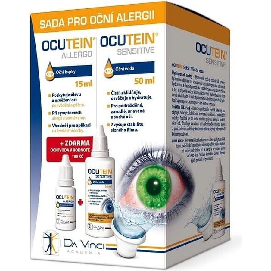 Picături oculare OCUTEIN ALLERGO 15 ml + spălare oculară 50 ml GRATUIT 1×15 + 50 ml, kit alergii oculare