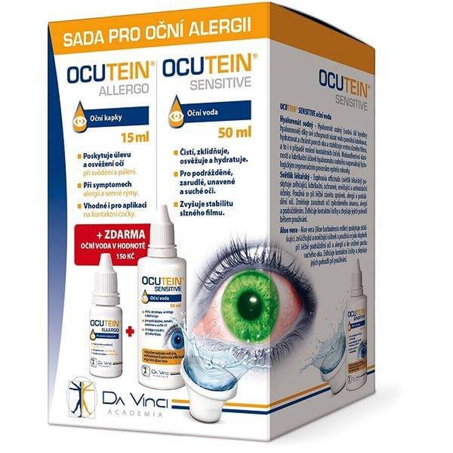 Picături oculare OCUTEIN ALLERGO 15 ml + spălare oculară 50 ml GRATUIT 1×15 + 50 ml, kit alergii oculare