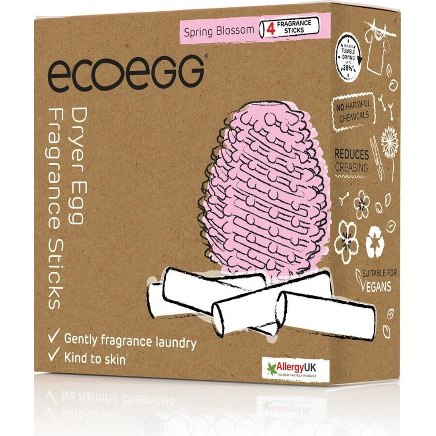 Ecoegg Cartuccia a uovo per asciugatrice fiori di primavera 1×4 pz, bacchette profumate di ricambio