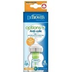 Dr.BROWN'S BABY FOTTLE OPTIONS+ 150 ml 1×1 st, met wijde hals, 0M+, antikoliek, glas, wit