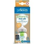 Dr.BROWN'S BABY FOTTLE OPTIONS+ 150 ml 1×1 st, met wijde hals, 0M+, antikoliek, glas, wit