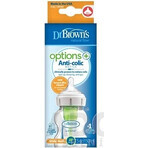 Dr.BROWN'S BABY FOTTLE OPTIONS+ 150 ml 1×1 st, met wijde hals, 0M+, antikoliek, glas, wit