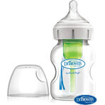 Dr.BROWN'S BABY FOTTLE OPTIONS+ 150 ml 1×1 st, met wijde hals, 0M+, antikoliek, glas, wit