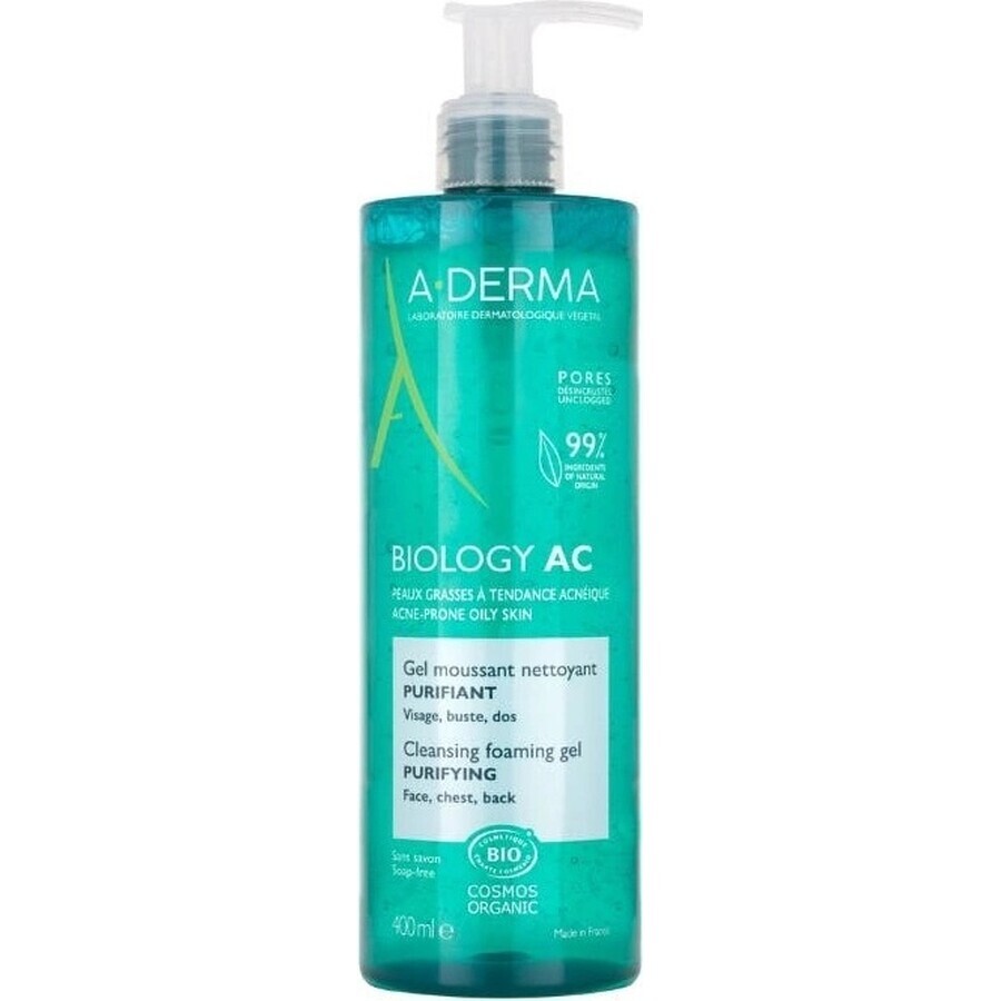 A-DERMA BIOLOGY AC Gel spumant de curățare pentru ten cu tendință acneică 1×400 ml gel, gel de curățare pentru ten