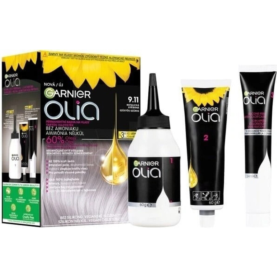 Garnier Olia permanent culoare de păr 9.11 argint metalic 1×1 set, permanent culoare de păr