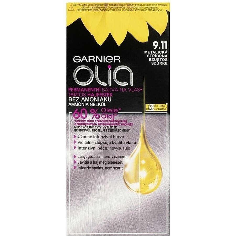 Garnier Olia permanent culoare de păr 9.11 argint metalic 1×1 set, permanent culoare de păr