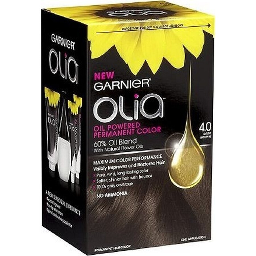 Garnier Olia Permanente Haarfarbe 4.0 Dunkelbraun 1×1 Set, permanente Haarfarbe