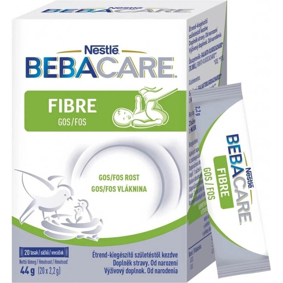 BEBACARE FIBRE GOS/FOS Ballaststoffe; Beutel (ab Geburt) 20×2,2 g, Nahrungsergänzungsmittel zur Unterstützung der Verdauung für Kinder