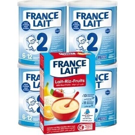 France Lait 2 4x400g + FL rijstepap met fruit 250g 1×1 set, zuigelingenvoeding set