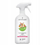 ATTITUDE Spray détergent non parfumé pour fruits et légumes 1×800 ml , détergent pour fruits