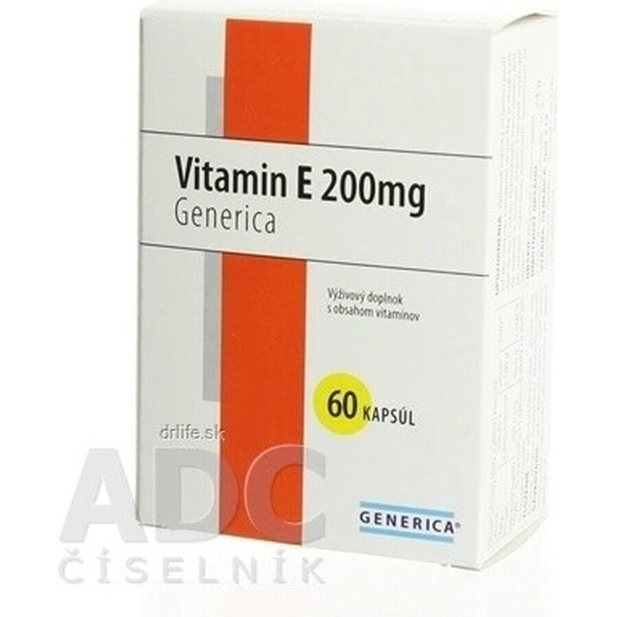 GENERICA Vitamine E 200 U.I. 1×60 cps, voedingssupplement