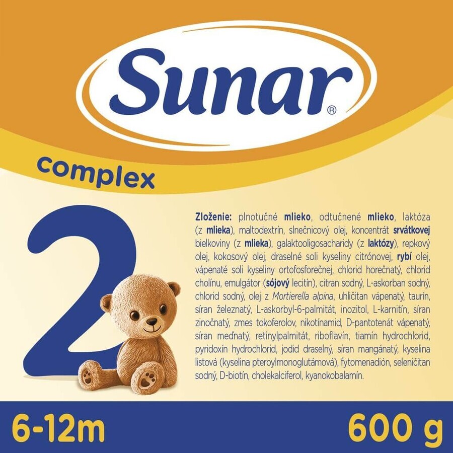 Sunar Complex 2 6×600 g, zuigelingenmelk, vanaf 6 maanden