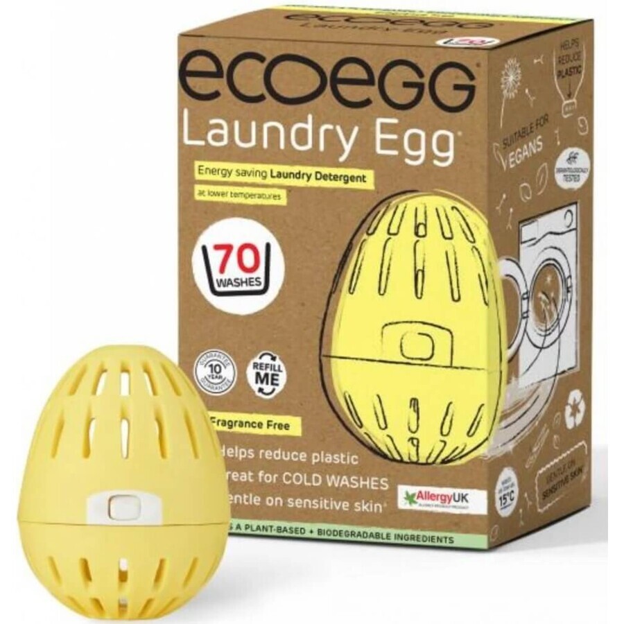 Ecoegg WasEi - 70 wasbeurten geurvrij 1×1 st, ei voor 70 wasbeurten (4 maanden)