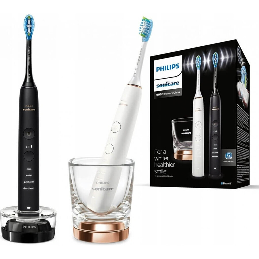 Philips Sonicare 9000 DiamondClean HX9914/57 1+1 2 x 2 piezas cepillos dentales eléctricos sónicos 1×2, cepillo dental sónico