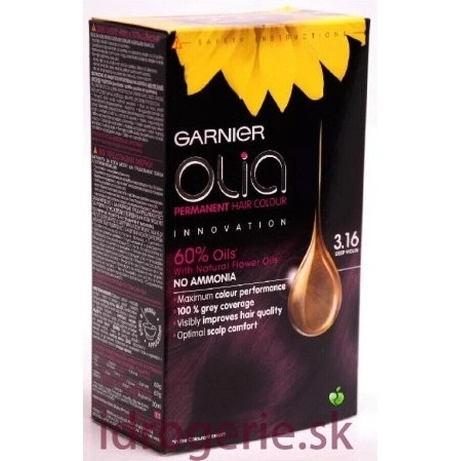 Garnier Olia permanent culoarea parului 3.16 Dark Purple 1×1 set, permanent culoarea parului