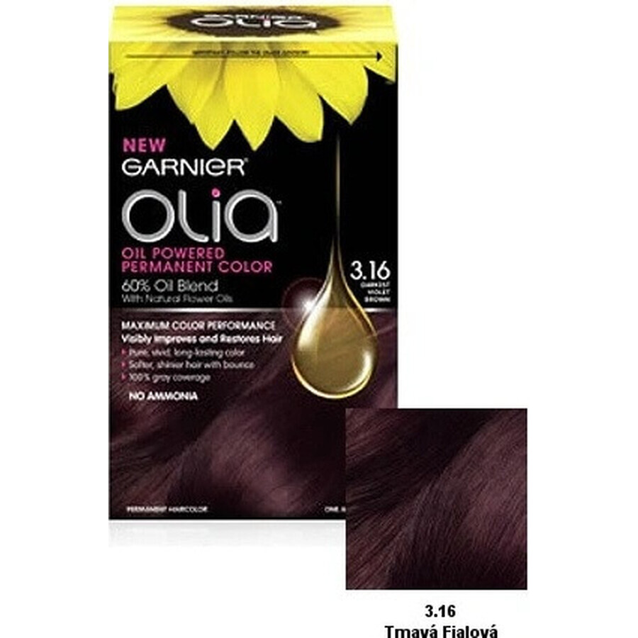 Garnier Olia permanent culoarea parului 3.16 Dark Purple 1×1 set, permanent culoarea parului