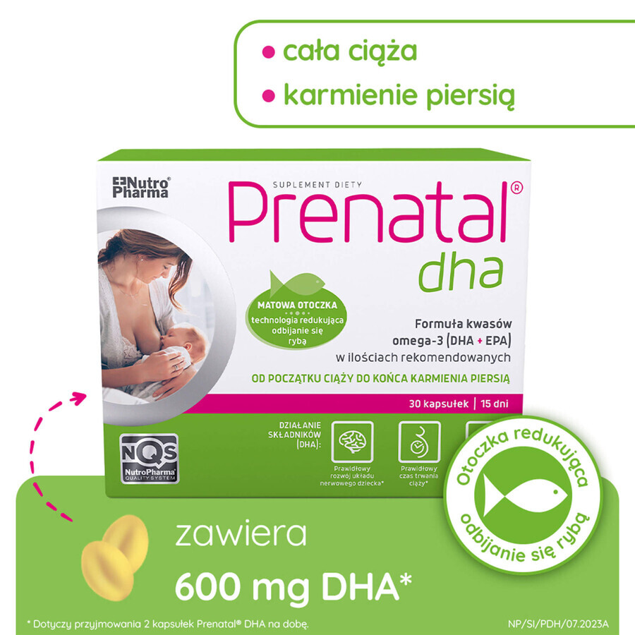 Prenatal Uno Set, 30 capsules + 30 capsules + Prenatal DHA, 30 capsules + gratis flesje