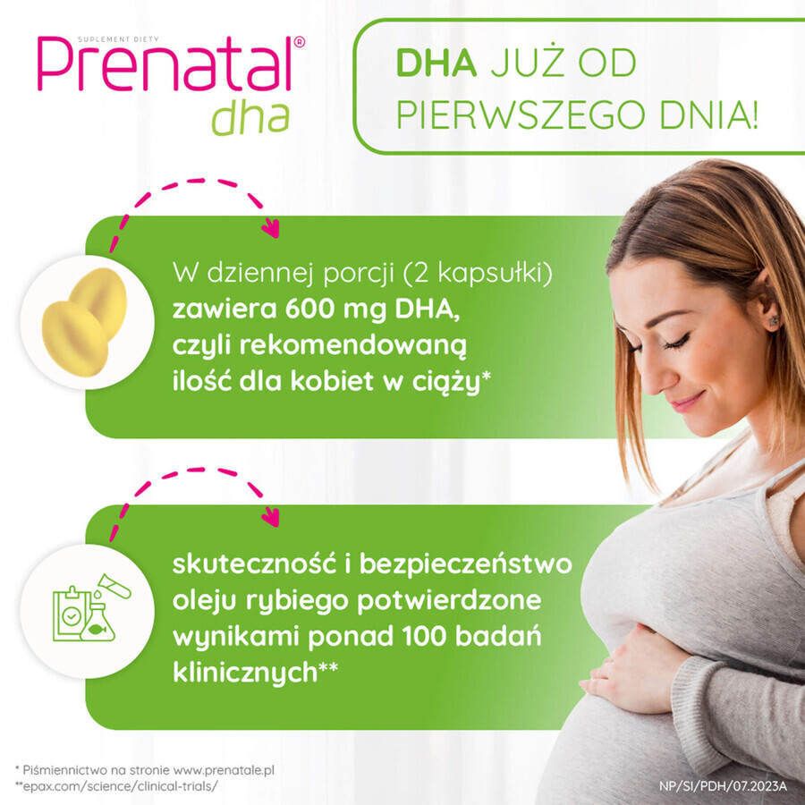 Prenatal Uno Set, 30 capsules + 30 capsules + Prenatal DHA, 30 capsules + gratis flesje