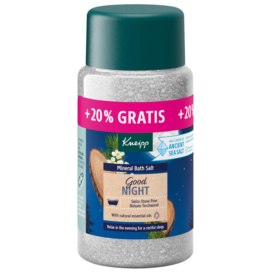 Kneipp Good Night Swiss Pine en Amyris, mineraal badzout kristallen, 600 g