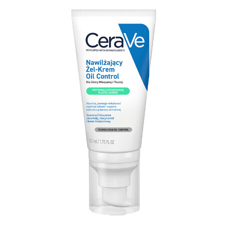 CeraVe Oil Control, hydraterende gel-crème, gemengde en vette huid, 52 ml