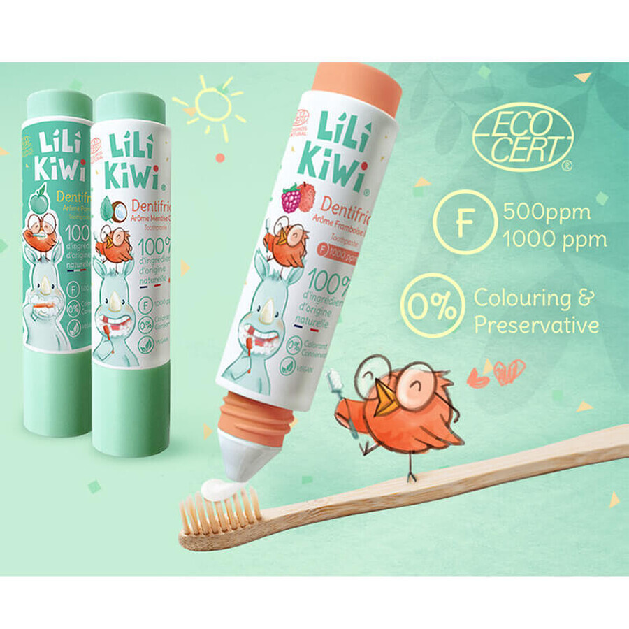 Lilikiwi Kinderzahnpasta mit Fluorid, Himbeere und Lychee, ab 3 Jahren, 30 ml