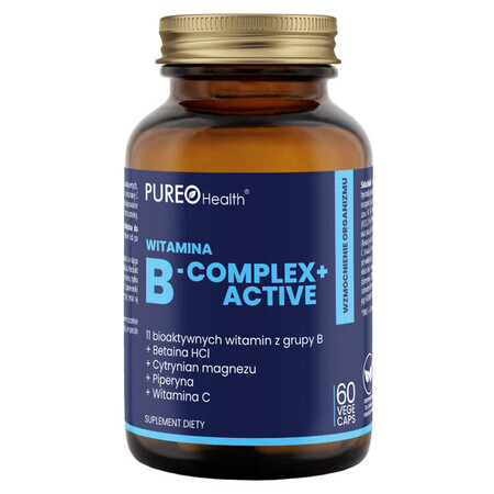 Pureo Health Vitamina B-Complex + Active, 60 capsule