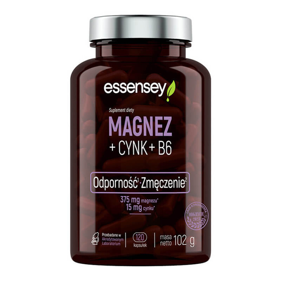 Essensey Magnesium + Zink + B6, 120 capsules