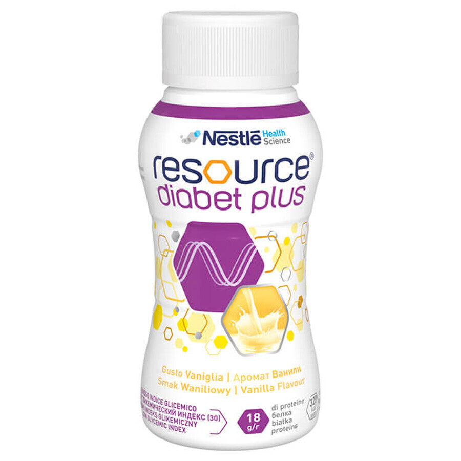 Resource Diabet Plus, aromă de vanilie, 4 x 200 ml + Geantă de cumpărături gratuită