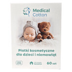 Medisch katoenen set, cosmetische pads voor baby's en kinderen, groot, 100% katoen, vanaf de geboorte, 6 x 60 stuks