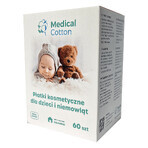 Medisch katoenen set, cosmetische pads voor baby's en kinderen, groot, 100% katoen, vanaf de geboorte, 6 x 60 stuks