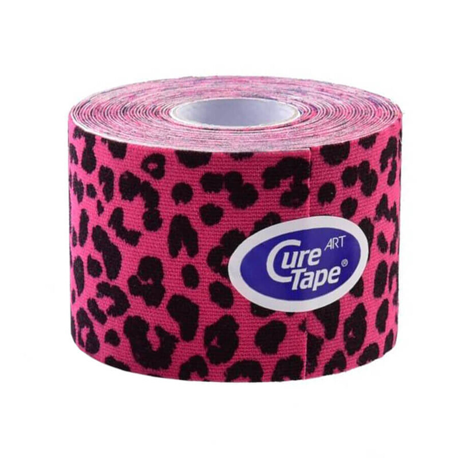 CureTape Art Leopard Pink, kinesiologische tape, 5 cm x 5 m, 1 st