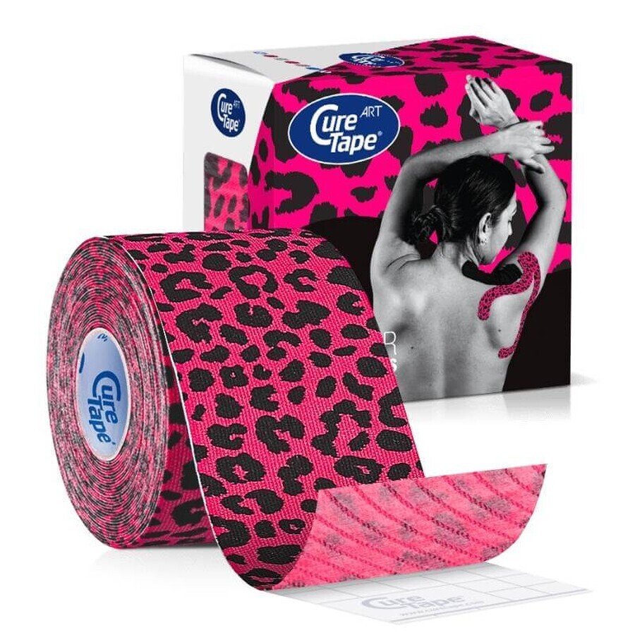 CureTape Art Leopard Pink, kinesiologische tape, 5 cm x 5 m, 1 st