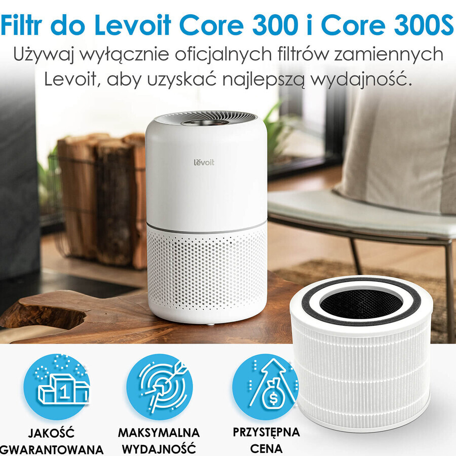 Levoit, filtro hepa per il purificatore d'aria Core 300 e 300S, 1 pezzo