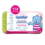 Bambino, emollient wipes 3in1, pack of two, 2 x 57 pieces