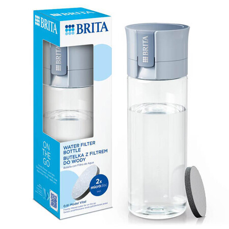 Brita Vital, fles met 0,6 liter filter, blauw + MicroDisc filter, 2 stuks