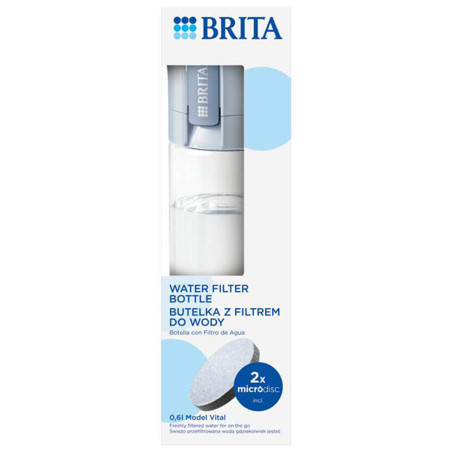 Brita Vital, fles met 0,6 liter filter, blauw + MicroDisc filter, 2 stuks