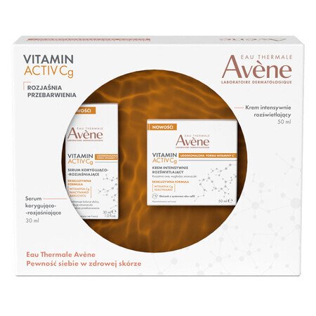 Avene Vitamin Cg Îngrijire inovatoare de întinerire pentru iluminarea hiperpigmentării, ser corector și iluminator, 30 ml + cremă intensivă de iluminare, 50 ml