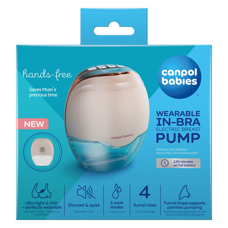 Canpol Babies, tire-lait électrique, sans fil, boîtier, mains libres, 20/100, 1 pc