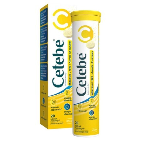 Cetebe Vitamine C 1000 + Acerola + B-complex, citroensmaak, 20 bruistabletten