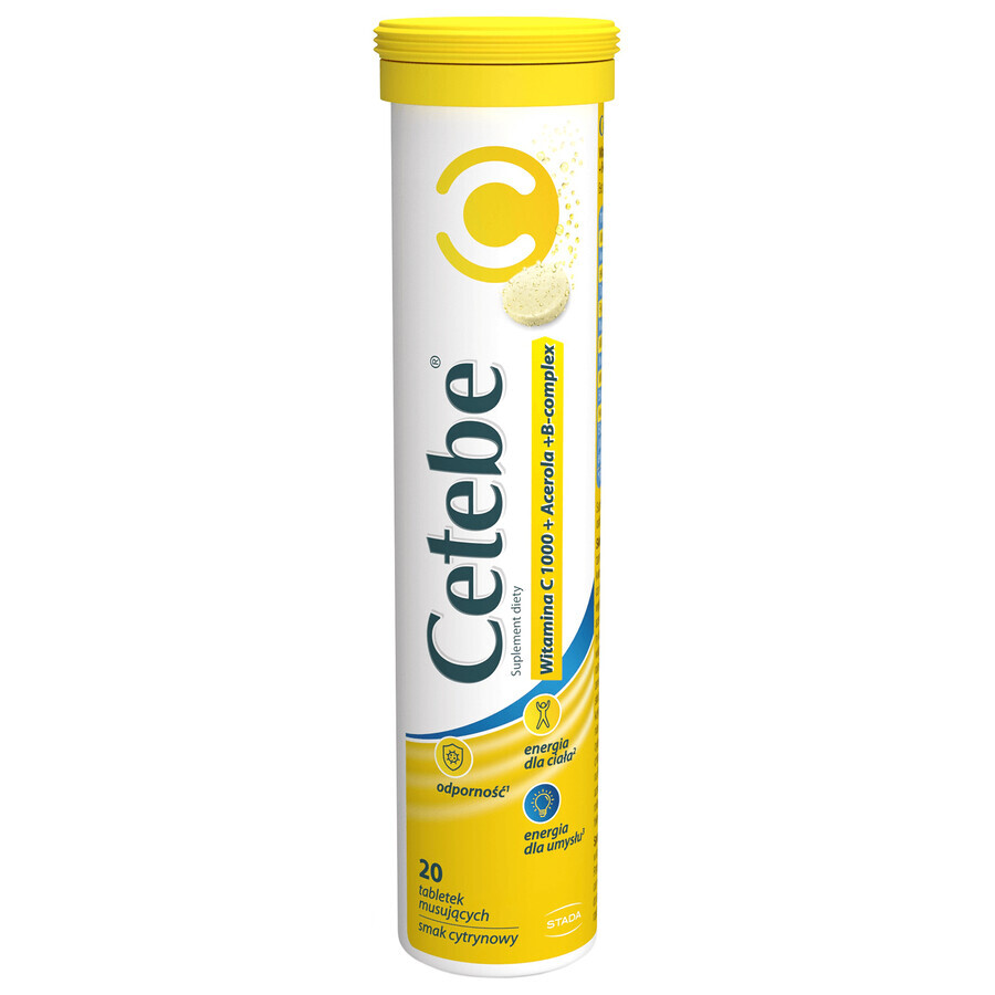 Cetebe Vitamine C 1000 + Acerola + B-complex, citroensmaak, 20 bruistabletten