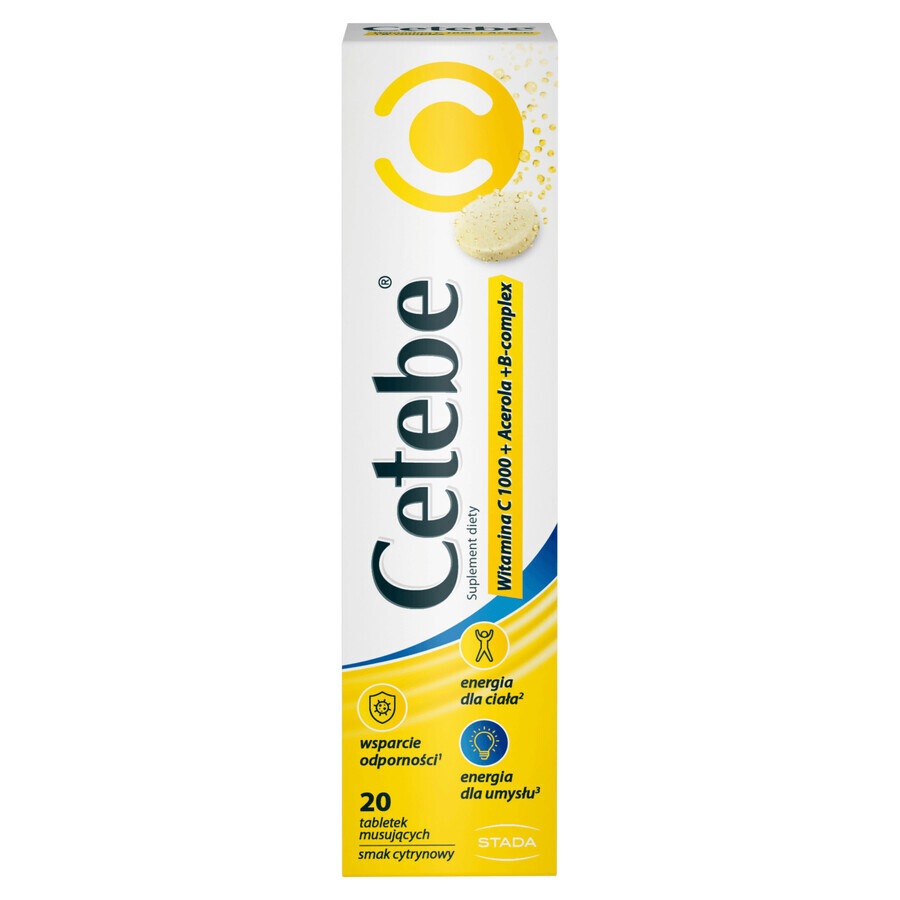 Cetebe Vitamine C 1000 + Acerola + B-complex, citroensmaak, 20 bruistabletten