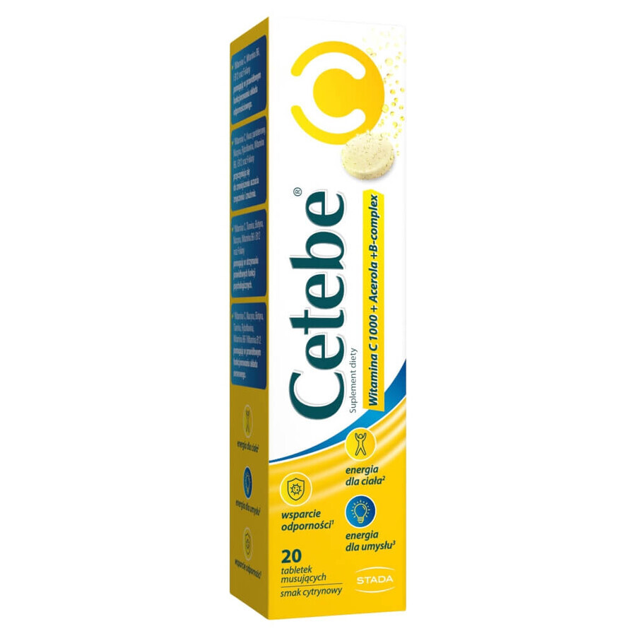 Cetebe Vitamine C 1000 + Acerola + B-complex, citroensmaak, 20 bruistabletten