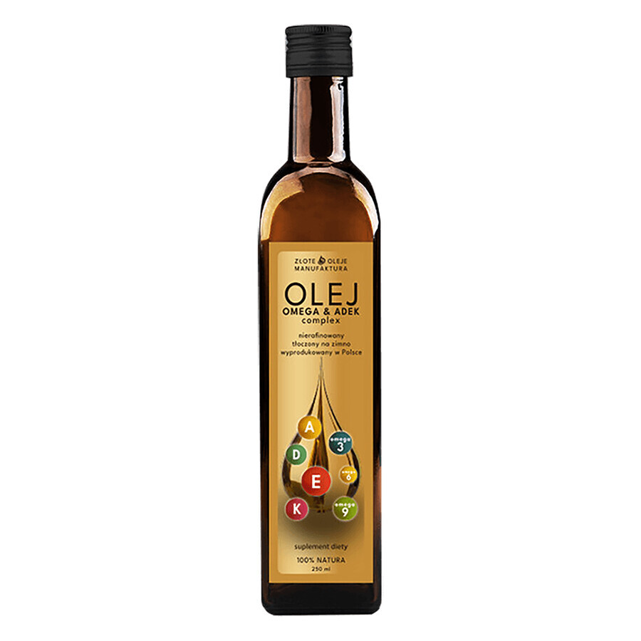 Goldfarmex Golden Oils Omega&ADEK Olie, koudgeperst, ongeraffineerd, 250 ml