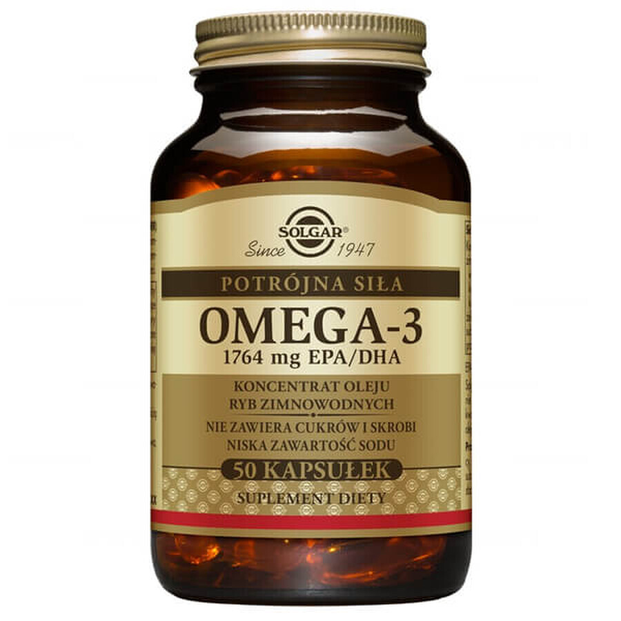 Solgar, Omega 3, Triple Strength EPA/DHA, 50 capsules