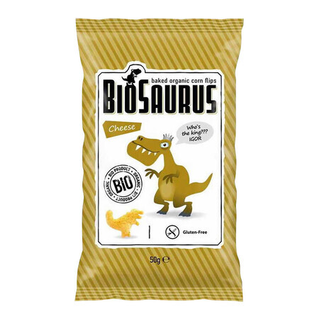 BioSaurus, Bio gebakken maïs chips, kaassmaak, 50 g